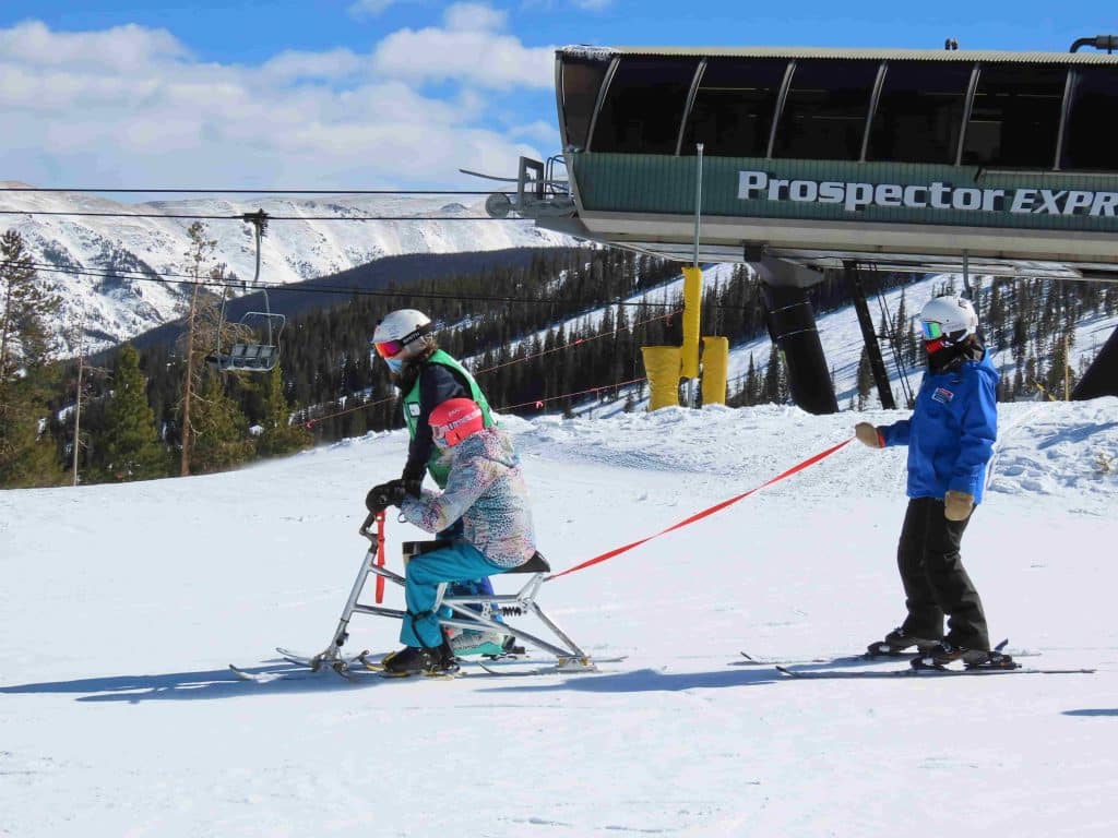 Adaptive sit ski lesson